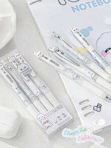 4pcs Cute Rabbit Shaped Neutral Pens Set, 0.5mm Tip, Black Ink, Suitable For Daily Writing, Office, Students Back To School Gift - Black - View 12