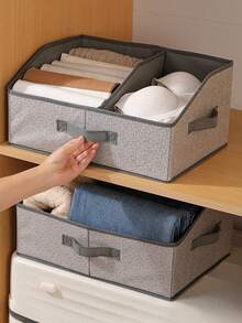 1pc Portable Divided Storage Box, Desktop Organizer, Large Opening Drawer-Style Clothing Storage Box For Wardrobe, Underwear And Clothing Divider Storage Box,Bedroom Room Decor,Back To School - Multicolor - View 2