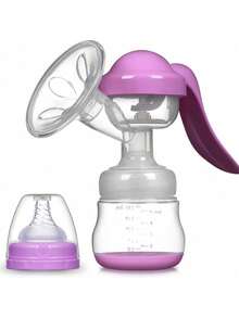 WWFW Manual Breast Pump Adjustable Suction Silicone Hand Pump Breastfeeding Purple - Purple - View 1