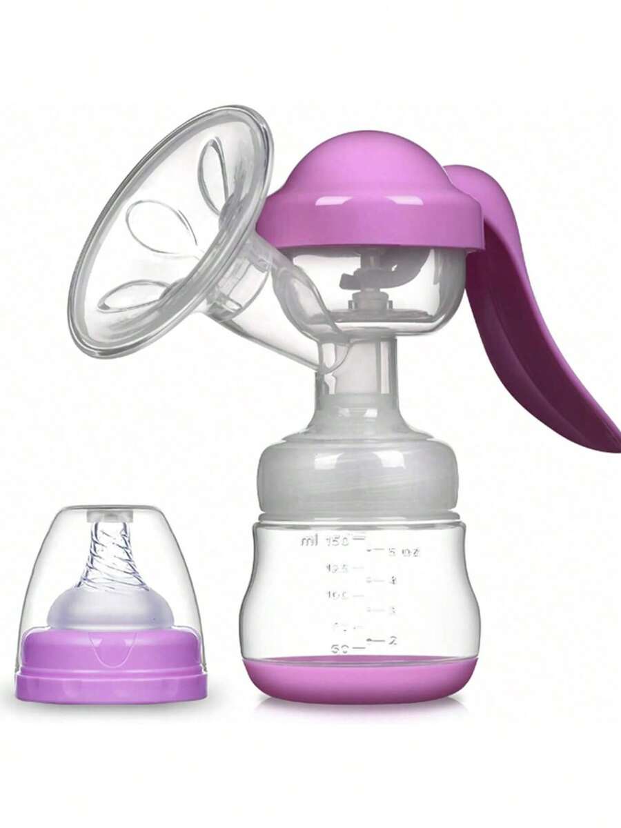 WWFW Manual Breast Pump Adjustable Suction Silicone Hand Pump Breastfeeding Purple - Purple - View 1