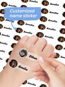 60pcs Personalized Customized Name Stickers, Supporting Photo And Text Customization, PVC Material Waterproof And Wear-Resistant, Suitable For Learning Tools Such As Books, Cups, Stationery Boxes, Stationery Bags, Pens, Erasers, Backpacks - Multicolor - View 2