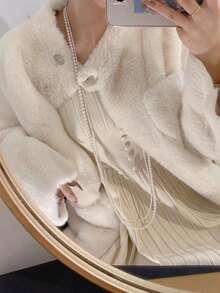 1PC Pearl Necklace Women Long Dress Accessories Double Cap Spring Autumn Sweater Chain Luxury Necklace