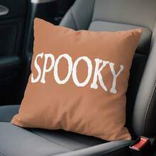 1pc Halloween Theme Single-Sided Printed Throw Pillow Cover - Peach Velvet Cushion Cover 45*45cm
