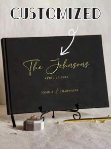 1pc Personalized Black Horizontal Wedding Guest Book, Customized Wedding Memorial Photo Album, Mr. & Mrs. Signing Book,Multi-Functional, ,Ornamental,Reusable,Exquisite,Stylish,High-Quality,Colorful,Modern,Custom,Personalized,Unique,Ideal Gifts For Him,Ideal Gifts For Her,Boyfriend,Dad,Girlfriend,Mom,Family,Friends,Tea Room,Home,Garden,Office,For Anniversaries,For Valentine's Day,For Mother's Day,For Birthdays,For Father's Day,For Graduation,For Weddings,For Housewarming,Multi-Functional, ,Ornamental,Reusable,Exquisite,Stylish,High-Quality,Colorful,Modern,Custom,Personalized,Unique,Ideal Gifts For Him,Ideal Gifts For Her,Boyfriend,Dad,Girlfriend,Mom,Family,Friends,Tea Room,Home,Garden,Office,For Anniversaries,For Valentine's Day,For Mother's Day,For Birthdays,For Father's Day,For Graduation,For Weddings,For Housewarming