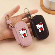 Sanrio 1 قطعة سانريو هالو كيتي سلسلة مفاتيح - حامل مفاتيح سيارة جميل، حامل مفاتيح متعدد الوظائف كبير وقابل للنقل مع كيس تخزين بسيط وصغير للاستخدام المنزلي والسفر