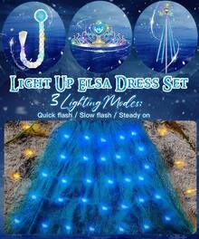Princess Costumes For Girls, LED Light Up Anna Dress Up With Luminous Crown Necklace Sets,  Anna Princess Dress, Costume Kids Fancy Dress For Carnival Party - 彩色 - 查看 6