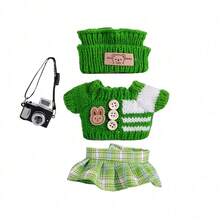 6.69 Inch Doll Clothes, Compatible With Labubu, Includes 3 Outfits - Fashionable Bucket Hat, Sweater And Pants Or Skirt Set, Suitable For 6.69 Inch Doll, Cute Doll Figure Accessories For Play And Display (Shoes And Doll Not Included)