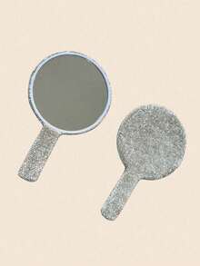 High Definition Crystal Handle Mirror, Ins Creative Diamond Inlaid Heart & Round Makeup Mirror, Portable Single-Sided Beauty Mirror,Makeup,Cheap,Room Decor,Vanity,Travel,Bedroom,Makeup Accessories,Mirror,Vanity Mirror,Mini Mirror,Compact Mirror,Mirror Small,Hand Mirror