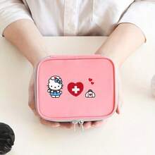 Sanrio Hello Kitty Cartoon Printed Travel Storage Bag, Love Emergency Rescue Bag, Small Medicine Package, Epidemic Prevention Bag, Korean Style Storage Medical Bag Travel Essentials For Holiday Vacation Back To School Stuff Medicine Organizer Emergency Bag For School Emergency Kit Medicine Bag Pill Box Medicine Storage Bag For Travel For Outdoor Portable First Aid Bag
