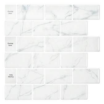 5 Pcs Peel And Stick Backsplash Tiles, 12x12 Inch Self Adhesive Subway Tiles For Kitchen And Bathro