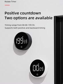 1pc 3*AAA Battery Powered Timer, Precise Seconds/Minutes Rotation Timer, Forward/Backward Adjustable, Angle Adjustable Stand/Magnetic For Fridge, Super Quiet Digital Display Multi-Function Timer, 3 Volume Levels