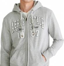 Sudadera con capucha con cremallera completa y logo Aero - Arco - Niebla - Ver 7