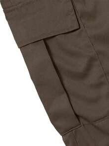 1pc Men's Multi-Pocket Solid Color Slim Fit Cargo Pants, Suitable For Spring/Summer Beach, Vacation, Daily Commute, Workout, Outdoor, Casual, Fitness, Jogging, Straight Leg Trousers, Fashionable Streetwear, For Fall