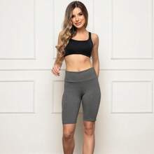 Bermuda Feminina Suplex Cós Alto Academia Fitness Confortável