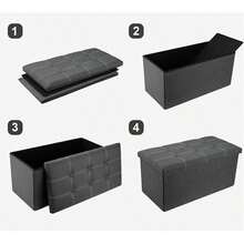 1 Foldable Storage Stool, Cube Footstool, Toy Box, Coffee Table, Padded Seat, Soft And Comfortable Leather Footstool, Maximum Load Capacity 100 Kg - Various Colors, 38 X 38 X 38 Cm / 38 X 38 X 76 Cm - 110 L. Extra Large Storage Stool For Bedrooms And Hallways, Multifunctional Space-Saving Storage Box With Storage Box, Footstool, Padded Seat - 仿皮米色 - 查看 3