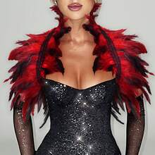 Women's Artificial Feather Shrug Shawl Wrap Lace Collar Halloween Costume Scarf Feather Bow Cape - Multicolor - View 10