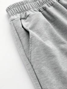 Tween Boy 2pcs Summer Beach Surfboard Print Hoodies+Summer Beach Surfboard Print Pants Suit Autumn Winter Collection - Grey - View 9