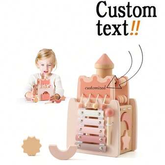 DIY Children's Toys Wooden Castle Pink House Education Baby Building Block Toys Puzzle Games Early Education Accessories Multifunctional Toys Baby Gifts - Suitable As Birthday Gifts, Halloween Gifts, Christmas Gifts
