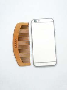 1pc Antifungal Comb, Wooden Comb, Antistatic Peach Wood Comb, Small Comb, Natural Peach Wood Health Comb, Long Handle Comb - Multicolor - View 4