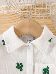 2 件套女婴舒适可爱仙人掌印花长袖衬衫和印花裤套装 - 彩色 - 查看 3