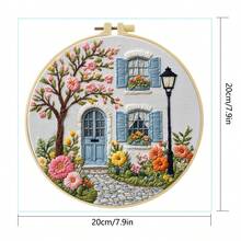 1 Piece Embroidery Set, 15x15cm/5.9x5.9 Inches, 20x20cm/7.9x7.9 Inches, Handmade DIY Embroidery Set, Landscape, Scenery Outside The Window, Natural Landscape Pattern, Suitable For Adult Beginners, Including Embroidery Cloth, Instruction Manual, Embroidery Frame And Needlework, Gifts From Friends And Family, Furniture, Office Handmade Artwork.