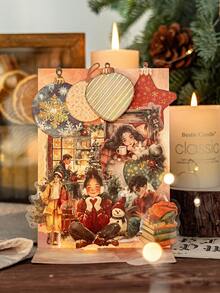 30 pièces/paquet Autocollants thème Noël, autocollants décoratifs créatifs et esthétiques, matériaux de DIY de collage, cadeau de fête, fournitures scolaires personnalisées pour scrapbooking - Voir 2