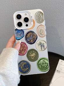 1pc Creative Moon & Star Wave Print Shockproof White Phone Case, Suitable As Holiday Gift Compatible With Apple XS/XS Max/XR/11/12/13/14/15/16 Pro/Pro Max/14/15/16 Plus - Multicolor - View 3