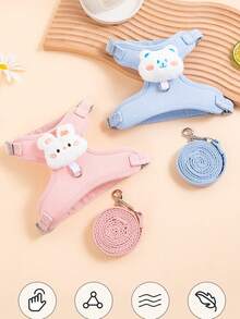 Pet Cat Dog Harness Leash Set, Small Cat Dog Leash Rope, Outdoor Cat Dog Traction Rope, Comfortable & Breathable - Multicolor - View 3