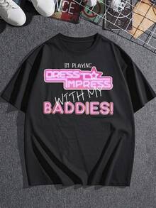 Causa sensación con esta camiseta estampada. Esta elegante y chic camiseta para mujer presenta un estampado divertido, perfecto para salidas informales y para marcar . Es cómoda y viene en colores vibrantes para un estilo diario. Talla extragrande. - Negro - Ver 3