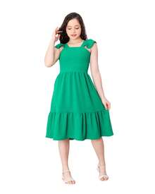Short Plain Tank Top Dress - Green - View 2
