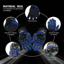 Guantes de motocicleta: transpirables, compatibles con pantallas táctiles, agarre antideslizante, equipo de motociclismo para hombre y mujer: mayor control y , diseño moderno, material flexible, para deportes al aire libre, estilo atlético, construcción duradera, ideal para motociclistas. - Azul - Ver 4