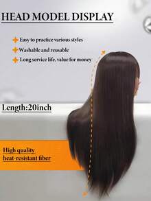 带合成头发的模特头 - 直发，20 英寸娃娃头，适用于美容美发师（#27 浅棕色）﻿ - 彩色 - 查看 3