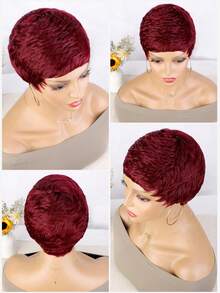 Short Pixie Cut Straight Wig ,Short Pixie Cut Layered Wigs With Bangs For Daily Wear Full Machine Made Wigs