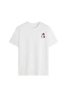 New Women's Summer T-Shirt, Short-Sleeved And Round-Neck, Featuring A Pumpkin-Themed Character Holding A Drink. It's A Casual, Loose-Fitting Garment With A [Design/Feature/Etc.]. - 白色 - 查看 4