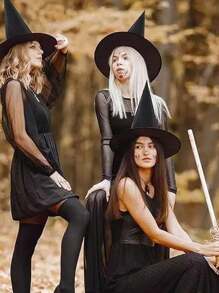 12 قطعة قبعة هالوين سوداء معلقة، إكسسوارات زي قبعة مع حبل من النايلون، قبعة ساحر للاستخدام الداخلي والخارجي، ديكورات هالوين للمنزل والحديقة والشرفة والسقف