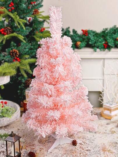 1pc 23.62inch Pink Flocked Christmas Tree, Elegant Home Decor, Suitable For Indoor Party Scenes, Garden Decoration, Holiday Memorabilia Gift For Family And Friends Christmas Decorations Room Decor Winter