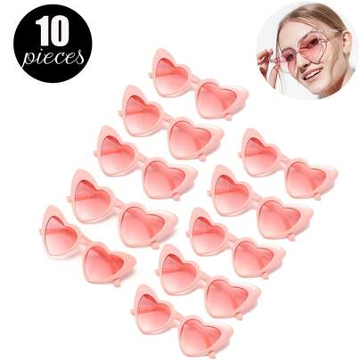 10pcs/8pcs/1pc Vintage Fashion Heart-Shaped Glasses, Fashionable Cat Eye Heart-Shaped Glasses, Suitable As Gifts For Brides, Singles Parties, Weddings, Bridal Parties, Fashion Accessories (Slight Scratches, Please Order Carefully)