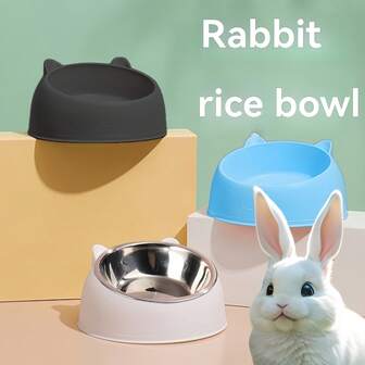 15° Slanted Pet Rabbit Feeding Bowl, Efficient Neck Protection, Anti-Slip, Anti-Tipping, Includes Stainless Steel Bowl That Can Be Detached For Cleaning