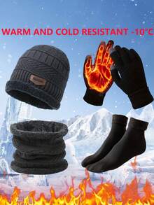 4pcs Winter Warm Set - Quilted Vest & Hat, Warm Gloves, Anti-Slip Socks - Ultimate Cold Weather Protection For Outdoor Adventure