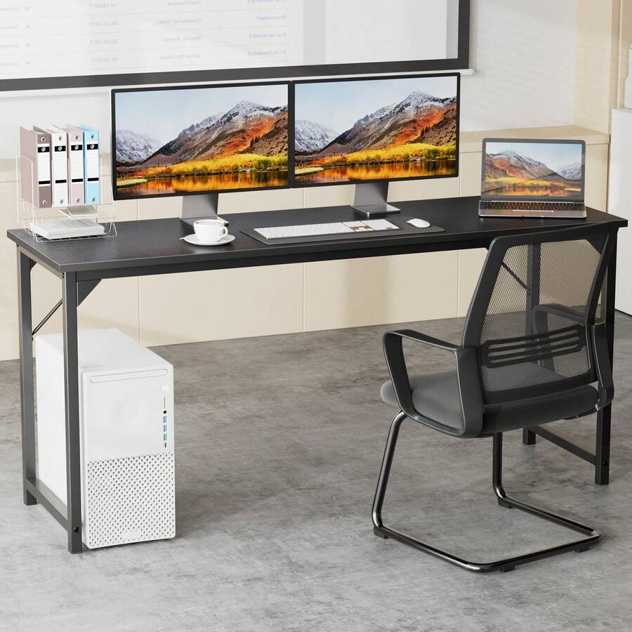OLIXIS 44 Inch Home Office Desk, Small Computer Work Table With X-Shaped Reinforcement, Home Writing Study Table, Black - 黑色 - 查看 1