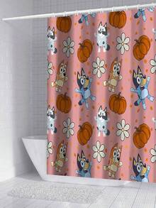 [Holiday Edition] 1/3/4pcs Bluey Family Cosplay Shower Curtain Set, Featuring Christmas Tree, Halloween Turkey Plaid Witch Hat, Bat Prints