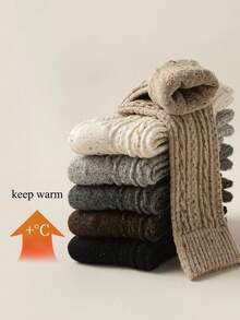 1/2/3/6 双装女士中筒袜，适合秋冬季节，可爱圆点图案，保暖舒适，可搭配靴子，厚羊毛袜，舒适袜