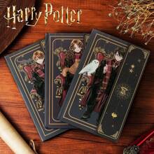 Harry Potter 1Pc Harry Potter Theme Notebooks, Cool Wizard Harry Potter Ron Hermione Art Anime Journal Plan Book Horizontal Homework Book, Enhanced Writing Experience - Suitable For Note-Taking, Diary Writing And Sketching Vintage Handbook Gift