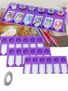 6-Fach Tablett Diamant-Malerei Zubehör Palette Finisher, lila EVA-Schaum Multi-Versand Palette Ständer für Diamant-Malerei Set, Diamant-Kunst Zubehör und Werkzeuge, Diamant-Malerei Aufbewahrungsbehälter für Strass (mit doppelseitigem Klebeband)