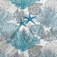 2/3pcs Stylish Blue Multi-Element Stitching Printed Quilt Set(1 Quilt + 1/2 Pillowcases), Easy To Clean And Machine Washable Summer Bedding Set, 100% Polyester Breathable Bedspread Set,Fresh Ocean Summer Bedspread,All Seasons, Room Decor - sao biển san hô - Xem 7