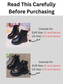 1双儿童新款黑色平底靴，幼儿马靴，朋克风格压花工艺侧拉链设计，适合2-15岁儿童，适合全年外出和聚会 - 黑色 - 查看 7