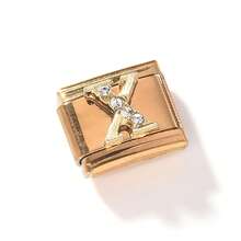 1 件 26 个字母模块化手链焊接 DIY 珠宝配件 - 金色鑲鑽-金底 - 查看 14