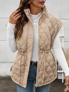 Women's High Neck Casual Padded Coat Winter Jacket Vest Coat
