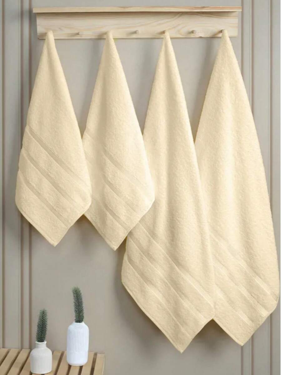 Set de 4 prosoape de baie turcești – 2 prosoape de baie mari (70x140 cm) + 2 prosoape de mână (50x90 cm) – 100% bumbac – Moi, absorbante, durabile – FABRICAT ÎN TURCIA - Bej - Vizualizare 1