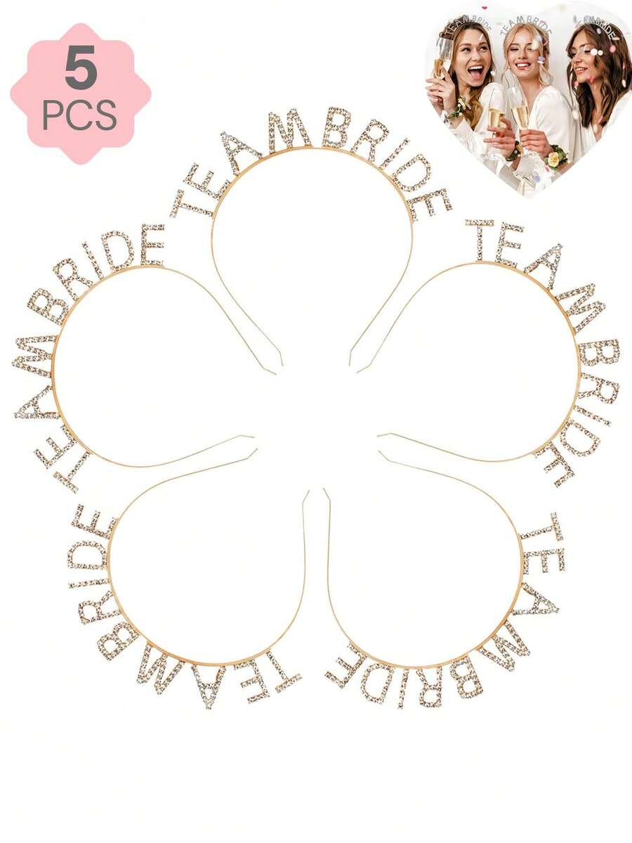1/5/10 件装 Teambride 水晶发箍，闪亮单身派对发饰，新娘派对礼物，伴娘时尚婚礼准备装饰 - 彩色 - 查看 1